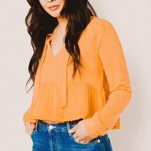Free People Sweet Jane Yellow Cropped Pullover Top – Indie Romantic Boho small